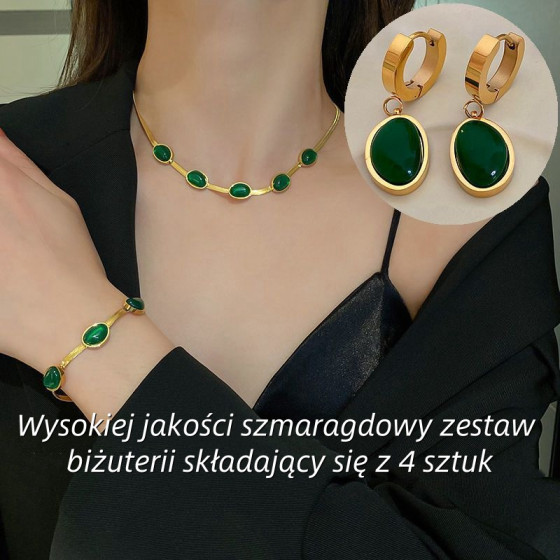 Zestaw biżuterii ze szmaragdów w kształcie vintage