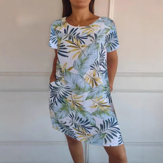 Round-neck printed dress